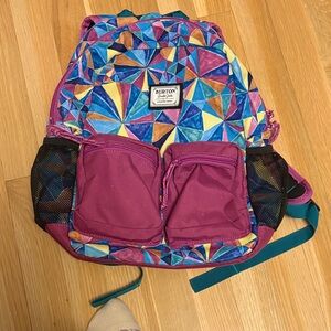 Burton Multicolor Geometric Backpack with Magenta Pockets